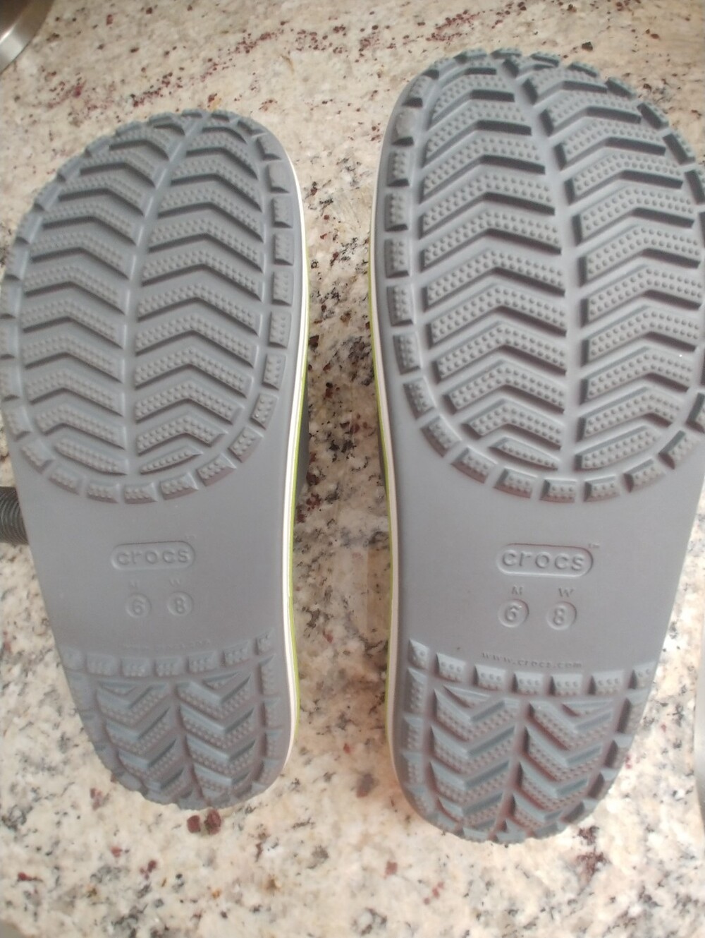 CROCS Charcoal Gray Slide with Lime Green Stripe Unisex - Picture 6 of 11